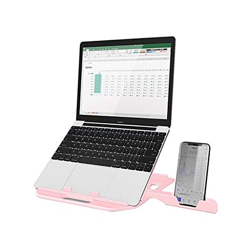 Laptop Stand Adjustable Laptop Computer Stand Multi-Angle Stand Phone Stand Portable Foldable Laptop Riser Notebook Holder Stand Compatible for 10 to 17 Laptops (Pink)