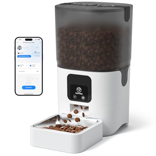Image of PAPIFEED Smart Automatic Cat Feeders: WiFi Pet Feeder with APP Control for Remote Feeding, Detachable for Easy Clean, Automatic Cat Food Dispenser with Alexa,1-10 Meals for Dog (2.4G Network)