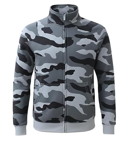 ROCK-IT Apparel I bluza męska bez kaptura, bluza męska ze stójką i zamkiem błyskawicznym [S-5XL], jakość premium z polarową stroną wewnętrzną, wiele kolorów, moro szary, 5XL