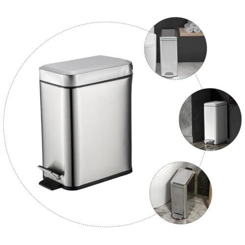 Caneca de basura de acero inoxidable con pedal y tapa miniatura 7