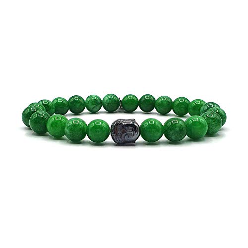 KARDINAL WEIST bouddha jade bracelet, semi-précieuse perles, pierre naturelle, bijoux pour - chakra - bonheur - santé - yin yang (XL) Cover