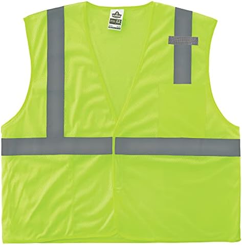 Ergodyne - 21023 GloWear 8210HL ANSI Economy High Visibility Lime Reflective Safety Vest, Hook & Loop Closure, Small/Medium