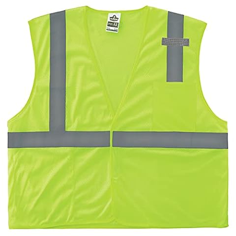 Ergodyne GloWear 8210HL ANSI Economy wysoka widoczność limonkowa odblaskowa kamizelka bezpieczeństwa, zapięcie na haczyk i pętelkę, 4XL/5XL