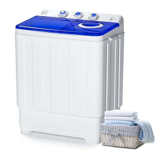 linor 28LBS Portable Washing Machine 2 in 1, Compact Mini Twin Tub Washing Machine with 18lbs Washer + 10lbs Dryer Combo, Semi-automatic Apartment Washing Machine (Gray)