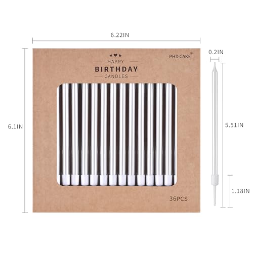 Image of PHD CAKE 36-Count Pearl White Long Thin Birthday Candles, Cake Candles, Birthday Parties, Wedding Decorations, Party Candles