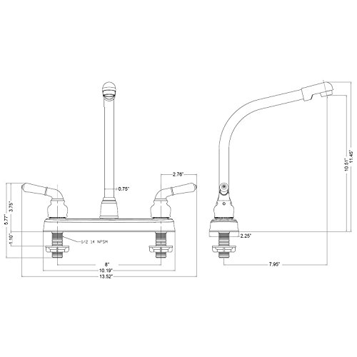 Laguna Brass 1200Ss Rv/Motorhome Two Handle Non-Metallic High Rise Swivel Kitchen Faucet #TOP2