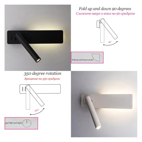 Aplique de pared LED 3W giratorio para iluminar el dormitorio 3