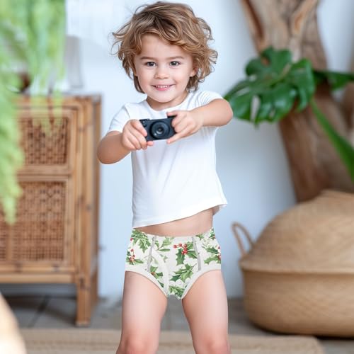 visesunny Boys Cotton Underwear Mistletoe Green Leaf Printed Toddler Soft Training Briefs Size 2T-8Y for Kids3