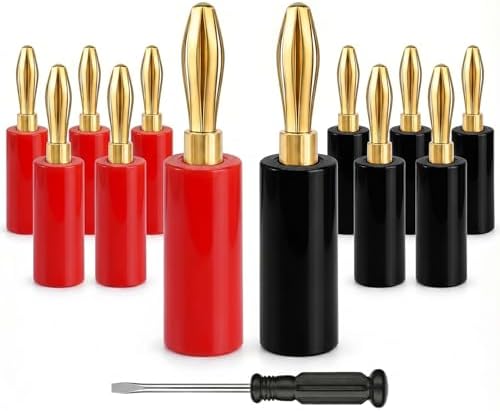 Zylveron Banana Plugs, Solderless Gold Plated 4mm Speaker Wire Connectors