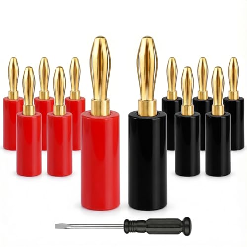 6 Pairs Gold Plated Plastic Shell Banana Plugs
