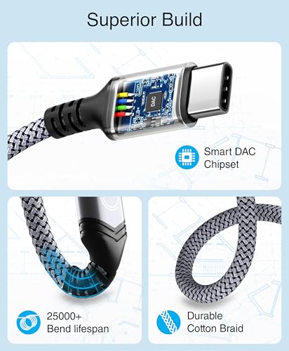 Cable Azul USB-C a Jack 3.5mm de 6 pies miniatura 5