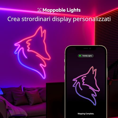 Flex 2m, Tubo LED Multicolore, Striscia LED RGB Flessibile, Compatibile con Alexa e Google Home, Luci Gaming, 16M+ di Colori, Alimentazione USB C, Controllato da App, Filo Bianco - Gadget - Immagine 2