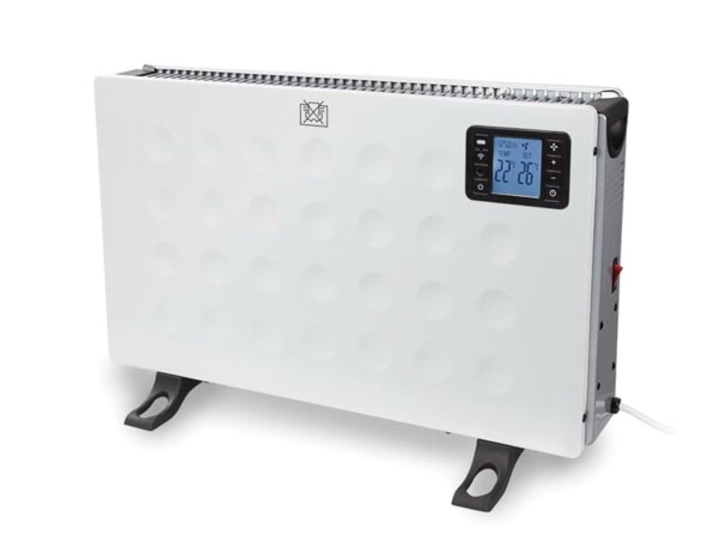 Perel Calefactor convector inteligente 2000W con 3 niveles de calor, termostato, IP20, protección contra sobrecalentamiento, portátil con mando a distancia y control Tuya app, para habitaciones hasta