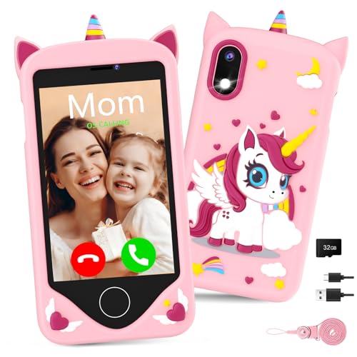 PROGRACE Kids Smart Phone - Talk & Text, Safest Cell Phone for Kids & Teens - Educational Learning Toys, 4.2' Touchscreen, Dual Camera, Games, Christmas Birthday Gifts for Boys Girls Ages 5-14, Pink