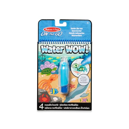 Melissa & Doug Water Wow! Libro Magico da Colorare con Pennello ad Acqua - Tema Mondo Sottomarino, Gioco Educativo da Viaggio per Bambini, 3+ Anni - Certificati FSC