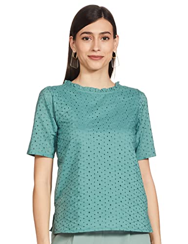 Image of Max Women's Schiffli Embroidered Woven Regular Fit Crop Top