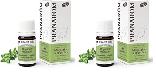 Pranarôm | Huile Essentielle Marjolaine à Coquilles Bio | Origanum majorana | Sommité Fleurie | 5 ml (Lot de 2)