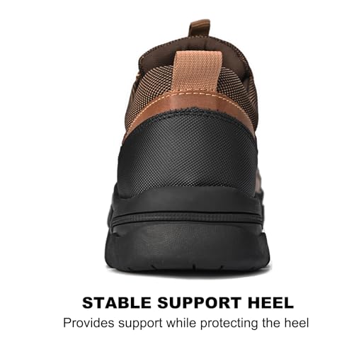 UPIShi Tênis masculino de couro impermeável para caminhada ao ar livre respirável para caminhada cas