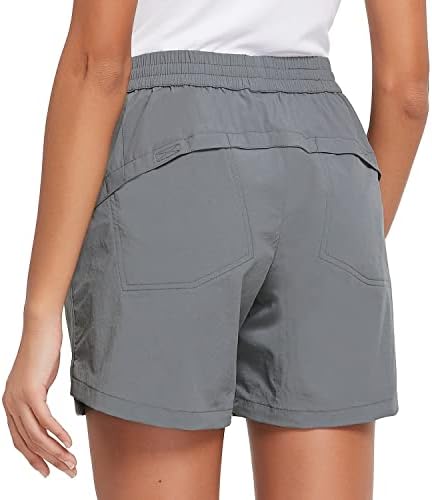 BALEAF Women's 5" Athletic Hiking Shorts Running Zipper Pockets Quick Dry Lightweight for Summer Golf Workout UPF 50+ Dark Grey Size L
