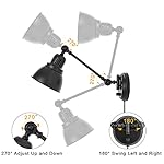 Plug in Wall Sconces, Wall Sconce Lighting with Dimmable On Off Switch, Swing Arm Wall Lamp, Black Metal Industrial Wall Light Fixtures, Safety E26 Base, 6FT Plug in Cord - Image 4