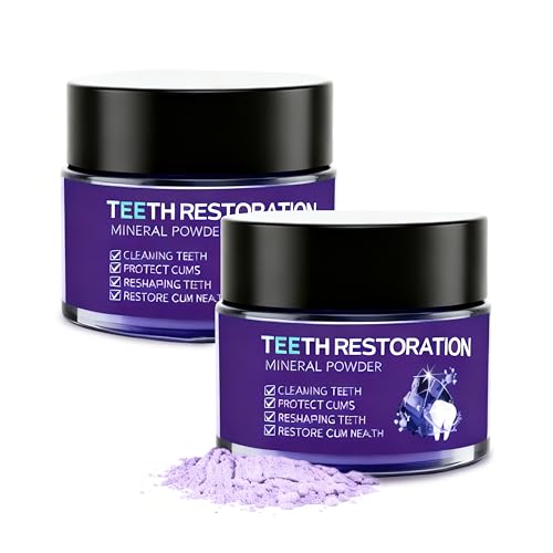 2PC Zahnreparatur Mineralpuder,Zahnrestauration Pulver,Zahn Reparatur Pulver,Natürliche Zahnstärkung & Zahnfleischpflege， Für frischen Atem & tägliche Reinigung (50g/1.76OZ)