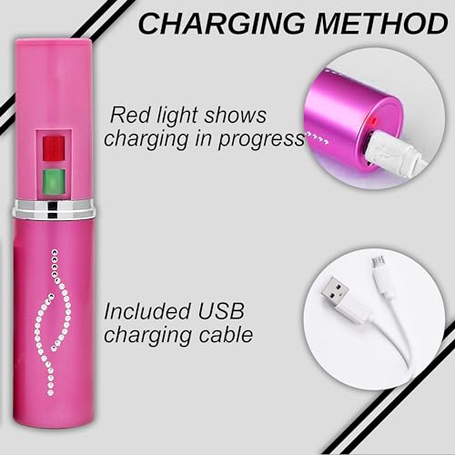 FIGHTSENSE Flashlight Lipstick Stun Gun Women Self Defense Bright Led Flashlight - Rechargeable Battery (Pink) - Thumbnail 4