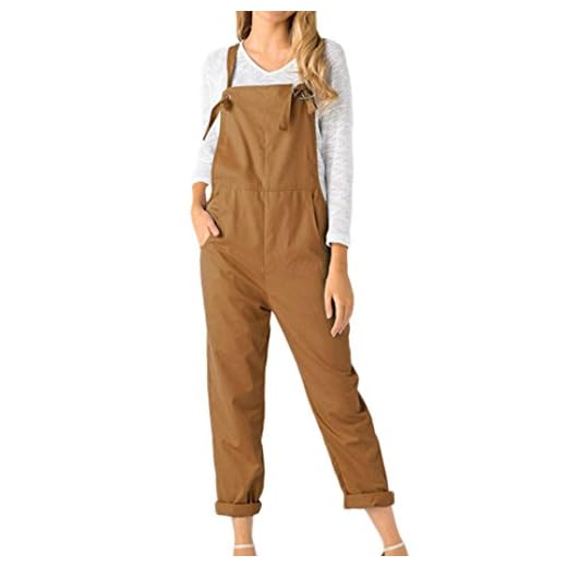 QinMM Petos de Pantalones Largos Casual Playa Fiesta Noche Cóctel para Mujer Mono (Caqui, M)