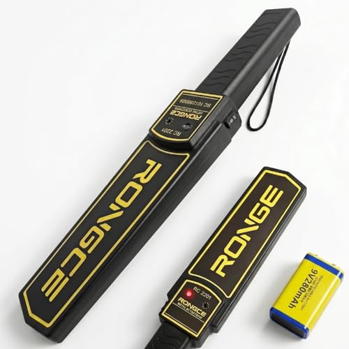 Handheld Metal Detector Wand, Adjustable Sensitivity Metal Detector with Sound Vibration Modes, Includes Battery, Detects Various Metal Objects, Black