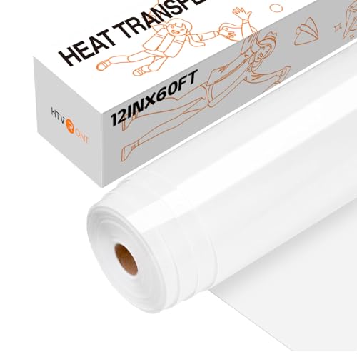 HTVRONT Heat Transfer Vinyl White Iron on Vinyl-12 x 60FT White HTV...