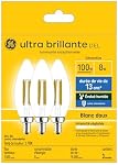 GE Ultra Lumineux LED 100 Remplacement Watt, blanc doux, B11 Déco - Ampoules à bougies (3 Boîte)