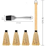 Censmart BBQ Mop Set - Wood 18 Inch Basting Mop and 3 Extra Replacement Head, 304-Stainless Steel...