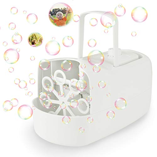 joylink Bellenblaasmachine, draagbare automatische luchtbellenmachine met 380 ml groot volume, 3000 bubbels per minuut, voor binnen en buiten, voor kinderen en volwassenen (wit)