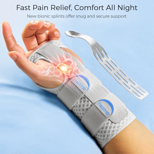 FREETOO Lightweight Carpal Tunnel Wrist Supports for Right Left Hand, Breathable Rigid Wrist Splint Women Men with Removable Stays, Adjustable Arthritis Hand Support for Sleep Work Sports - Image 2