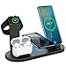Produktbild Yaature 6 in 1 Fast Wireless Charger, Qi Kabelloses 10W Induktive Ladestation für AirPods Pro/2/1, iWatch 5/4/3/2/1, iPhone 11/XS/XR/X/8, Samsung S20/S10/S9 usw. (mit einem USB Ausgang) - Schwarz