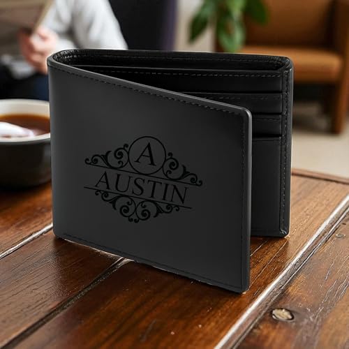 Custom Wallet for Men Personalized Engraved for Men Ideal Gift for Father (Black)2