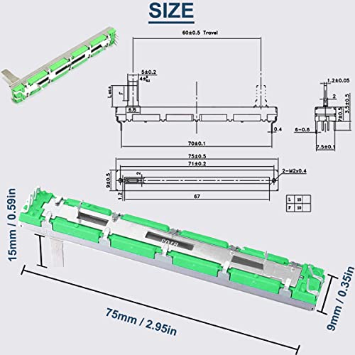 DAOKAI Schiebepotentiometer,5 STÜCKE Gerade Schiebepotentiometer Mixer Fader B103 B10K Ohm Dual Channel zum Einstellen von Lautstärke und Helligkeit mit Schieberegler Knöpfe