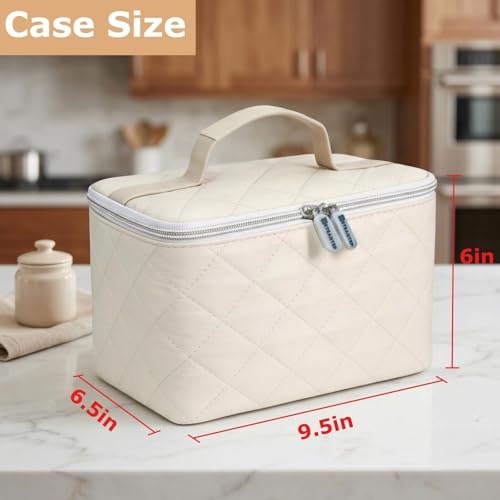 Image of Digital Hand Mixer Carrying Bag for KitchenAid 5 /6 / 7 /9 Ultra Power Speed Hand Mixers, Portable Travel Storage Case Bag with Handle for Kitchen Aid Mixer Accessories (Box Only) (Light Beige)