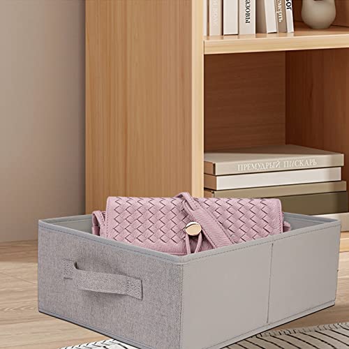 JAKAGO Fabric Storage Bins set of 4 Rectangle Storage Baskets with Handle Foldable Closet Organizer for Clothes Towel bedding Books Collapsible Clothing Container for Shelves Bedroom(Gray Low) by JAKAGO - Used condition - Image 5