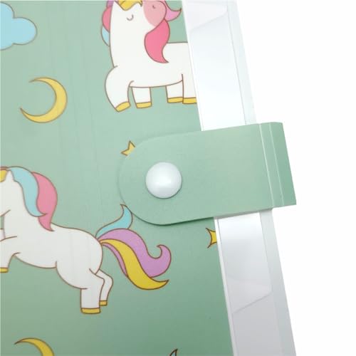 Image of Crackles Unicorn File Folder with Button Lock - Unicorn Theme Certificates Holder with 6 Layers, Office Documents File, Expandable Folders for Documents (Pack of 10, Random Print)