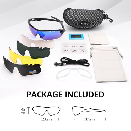 Image of BangLong Polarized UV400 Sports Sunglasses with 5 Lenses for Men Women