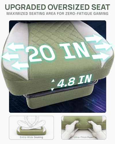 Image of Dowinx Gaming Chair Breathable Fabric Game Chair with Gel Pad and Storage Bag, Comfortable Gamer Chair with Pocket Spring Cushion, Ergonomic Computer Chair with Footrest, Green