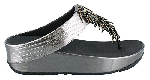 FitFlop Women's Cha Cha Flip Flop, Nimbus Silver, 6 M US