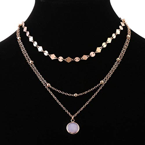 Preisvergleich Produktbild Jovono Boho Mehrschichtige Strass Anhänger Halsketten Mode Perlen Pailletten Choker Halskette Kette Schmuck für Frauen und Mädchen (Gold)