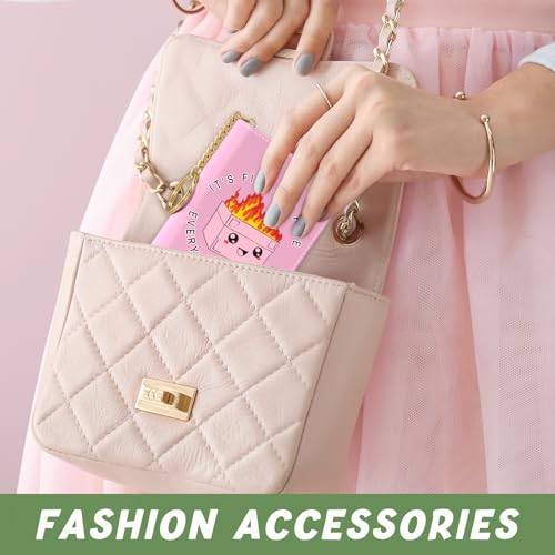 Image of Aiawoxc Credit Card Holder, Small RFID Wallet Slim Leather Card Organizer Case with Zipper and Keychain, Pink Cute Dumpster