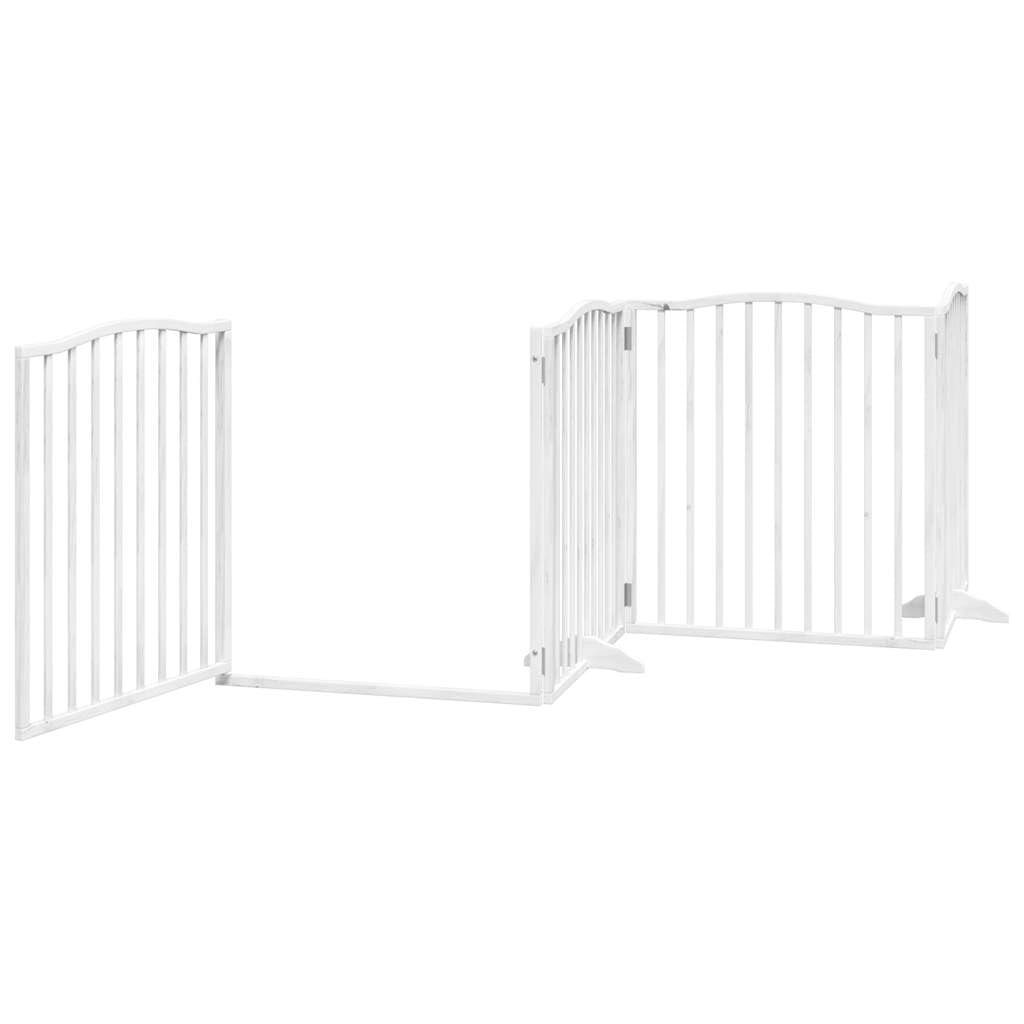 Homgoday Barrera para Perros,Barrera de Seguridad para Perros Mascotas,para Escaleras y Puertas Puerta de Perros Plegable 8 Paneles Madera álamo Blanca 640 cm
