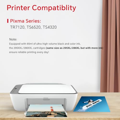 Image of PG-295XXL CL-286XXL Combo Pack Ink Cartridges Compatible for Canon PG-295 XXL Black CL-286 XXL Color, Printer Ink for Canon 295 and 286 Ink Work with Canon TR7120, TS6520, TS4320 Inkjet (2-Pack)