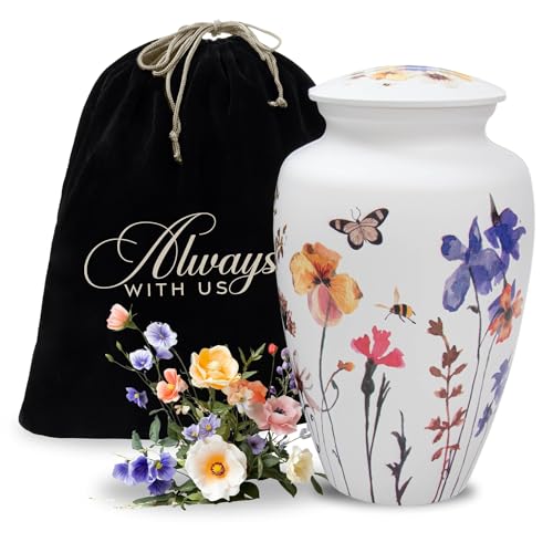 Always with Us Cremation Urns for Human Ashes Adult Female | Human Urn for Ashes for Women | Decorative for Cremation, Funeral, Burial, Home | Handcrafted Large Size - Wildflower