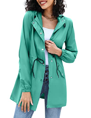 Terecey Manteau Imperméable à Capuche, Veste de Pluie Femmes Coupe-Vent Léger Imperméable à Zippée Vestes de Randonnée Anti-pluie Femme pour Camping Cover
