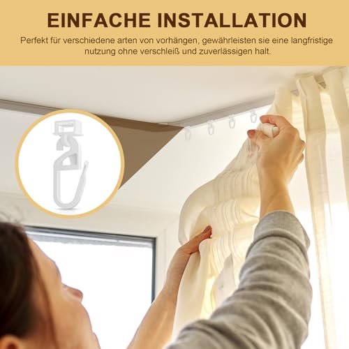 100X Gardinenhaken Für Schienen & 6X Stopper – Gardinengleiter Aus Kunststoff Zum Einhängen, Passend Für Laufkanal 5,8–7mm, Faltengleiter Zubehör Für Vorhangschienen Im Wohnwagen & Zuhause Weiße