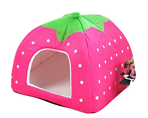 GUOCU Forniture per Animali Domestici Cuccia a Forma di Fragola per Cani Casa per Cane Gatti Animali Domestici Canile Cuccia Morbida Rosa XXL